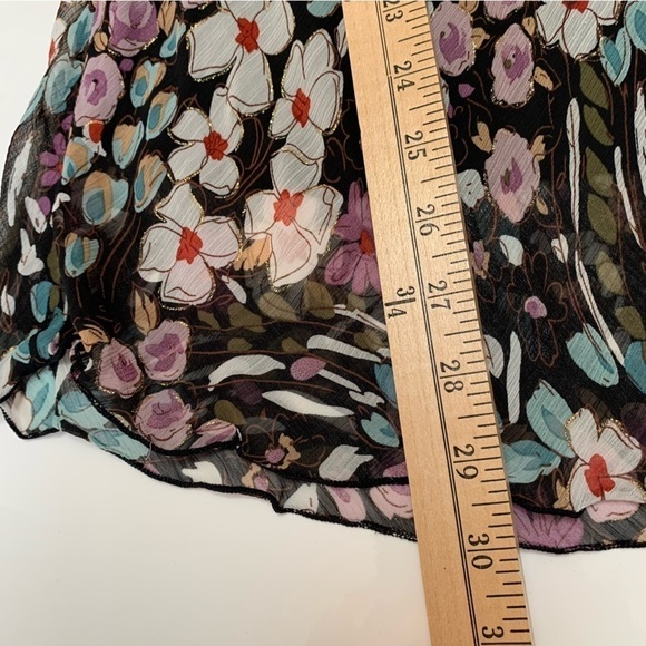 Dark floral sleeveless keyhole ruffle neck top spring summer fall feminine boho - Picture 9 of 11